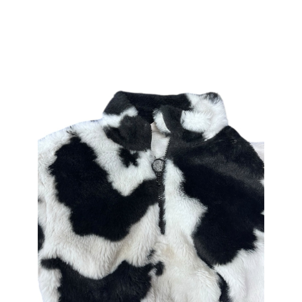 SHEIN Baby Jacket Black White Cow Print Faux Fur 2Y - Picture 6 of 6